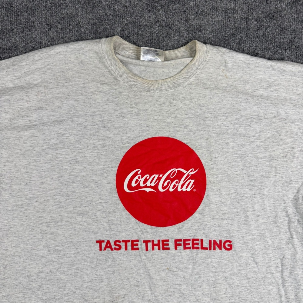 Coca-Cola T-Shirt Mens Size 2XL Gray Taste The Feeling Graphic Short Sleeve Tee